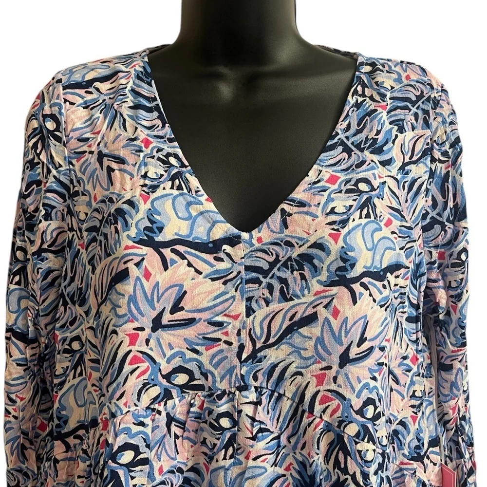 Simply Southern Floral V-Neck Lined Dress Sz S - Picture 2 of 6